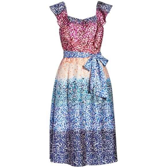 NWT Julia Jordan Dress Rainbow Floral Multi Flutter Sleeve Ruffle Button Front 2 - Picture 1 of 16
